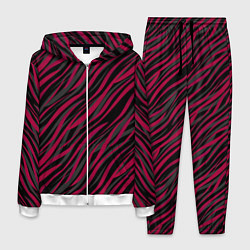 Костюм мужской Модный полосатый красно- черный узор Зебра, цвет: 3D-белый