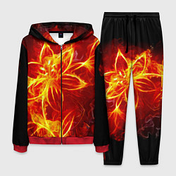 Костюм мужской Цветок из огня на чёрном фоне, цвет: 3D-красный