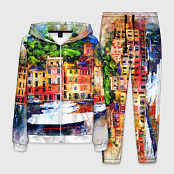 Костюм мужской Картина красочный город, цвет: 3D-белый