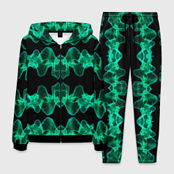 Костюм мужской Зелёные абстрактные полосы фракталов, цвет: 3D-черный