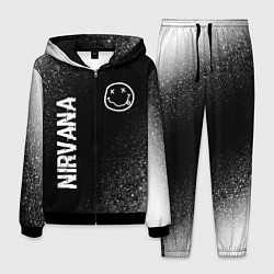 Мужской костюм Nirvana glitch на темном фоне: надпись, символ