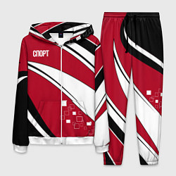Костюм мужской Красно черная абстракция на белом спорт, цвет: 3D-белый