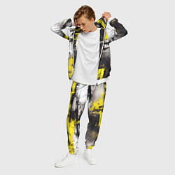 Костюм мужской Черно-желтая абстракция, нейросеть, цвет: 3D-белый — фото 2