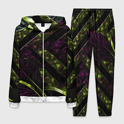 Костюм мужской Темные фиолетовые и зеленые вставки, цвет: 3D-белый