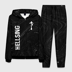 Костюм мужской Hellsing glitch на темном фоне: надпись, символ, цвет: 3D-черный