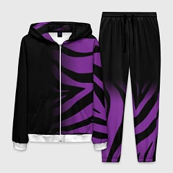 Костюм мужской Фиолетовый с черными полосками зебры, цвет: 3D-белый