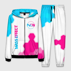 Мужской костюм Mass Effect neon gradient style: надпись, символ