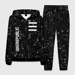 Костюм мужской OneRepublic glitch на темном фоне: надпись, символ, цвет: 3D-черный