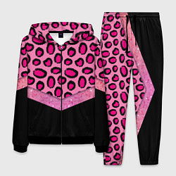 Мужской костюм Розовый леопард и блестки принт