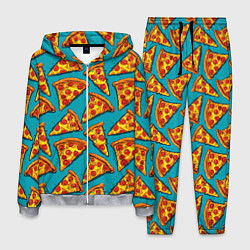 Мужской костюм Кусочки пиццы на синем фоне
