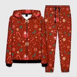 Костюм мужской Паттерн новогодняя пижама, цвет: 3D-черный