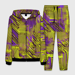 Костюм мужской Киберпанк линии фиолетовые и жёлтые, цвет: 3D-черный