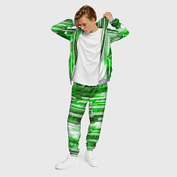Костюм мужской Киберпанк полосы белый и зелёный, цвет: 3D-меланж — фото 2