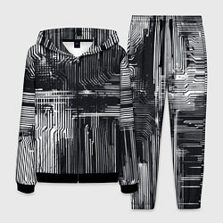 Костюм мужской Белые полосы на чёрном фоне киберпанк, цвет: 3D-черный