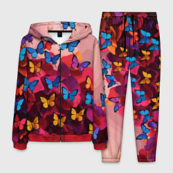Мужской костюм Разноцветные бабочки - розовые цветы