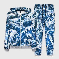 Мужской костюм Белые клыки на синем фоне