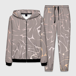 Костюм мужской Серебристый узор изгибами на бежевом, цвет: 3D-черный