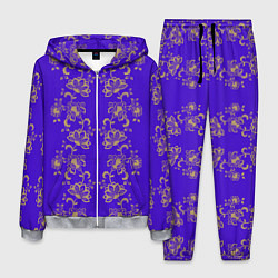 Мужской костюм Контурные цветы на фиолетовом фоне