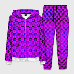 Костюм мужской Фиолетовые квадраты на чёрном фоне, цвет: 3D-белый