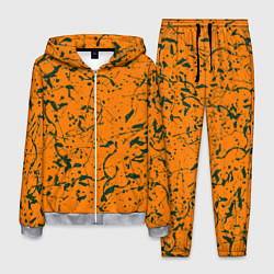 Мужской костюм Оранжевый с брызгами зеленой краски