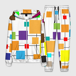 Костюм мужской Разноцветные квадраты паттерны, цвет: 3D-белый