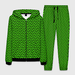 Костюм мужской Искажённые полосы кислотный зелёный, цвет: 3D-черный