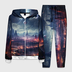 Костюм мужской Фантастическая планета внутри космоса, цвет: 3D-белый