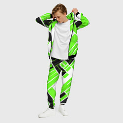 Костюм мужской Зелёные широкие линии на белом фоне, цвет: 3D-черный — фото 2