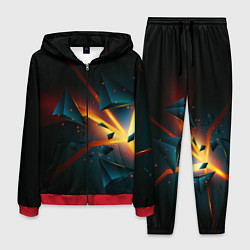 Костюм мужской Разлом плиты - абстрактная расщелина, цвет: 3D-красный