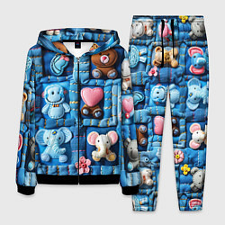 Костюм мужской Слоники на пэчворк, цвет: 3D-черный