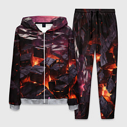 Мужской костюм Черные абстрактные квадратные камни в лаве