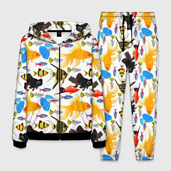 Костюм мужской Аквариумные рыбки паттерн, цвет: 3D-черный