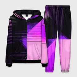 Мужской костюм Горизонтальные полосы на чёрно-розовом фоне