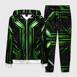 Костюм мужской Green stripes on a black background, цвет: 3D-белый