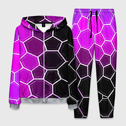 Мужской костюм Белые шестиугольники на чёрно-фиолетовом фоне