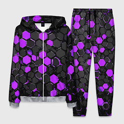 Мужской костюм Фиолетово-серые шестиугольники на чёрном фоне