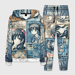 Мужской костюм Пэчворк деним и аниме