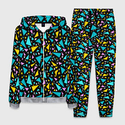 Мужской костюм Разноцветные яркие треугольники на черном