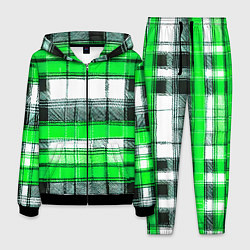 Костюм мужской Чёрные полосы на зелёном-белом фоне, цвет: 3D-черный