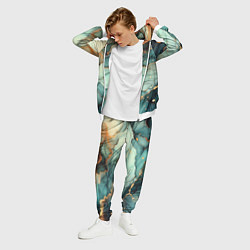 Костюм мужской Бирюзовый узор с оранжевыми вставками, цвет: 3D-белый — фото 2