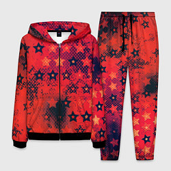 Мужской костюм Яркие звезды на красном фоне