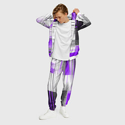 Костюм мужской Чёрные вертикальные полосы на фиолетово-белом фоне, цвет: 3D-белый — фото 2