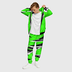 Костюм мужской Чёрно-белые вертикальные полосы на зелёном фоне, цвет: 3D-черный — фото 2
