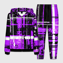 Мужской костюм Фиолетово-белый гранж на чёрном фоне