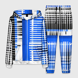 Мужской костюм White stripes on a black and blue background