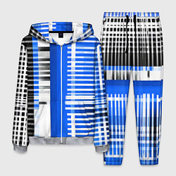 Мужской костюм White stripes on a black and blue background