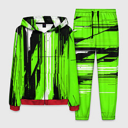 Мужской костюм Вертикальные чёрно-белые линии на зелёном фоне