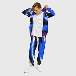 Костюм мужской Горизонтальные чёрно-белые линии на синем фоне, цвет: 3D-красный — фото 2