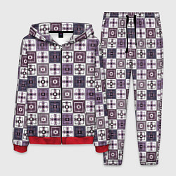 Мужской костюм Серый сиреневый геометрический узор пэчворк