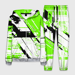 Мужской костюм Diagonal black and green stripes on a white backgr